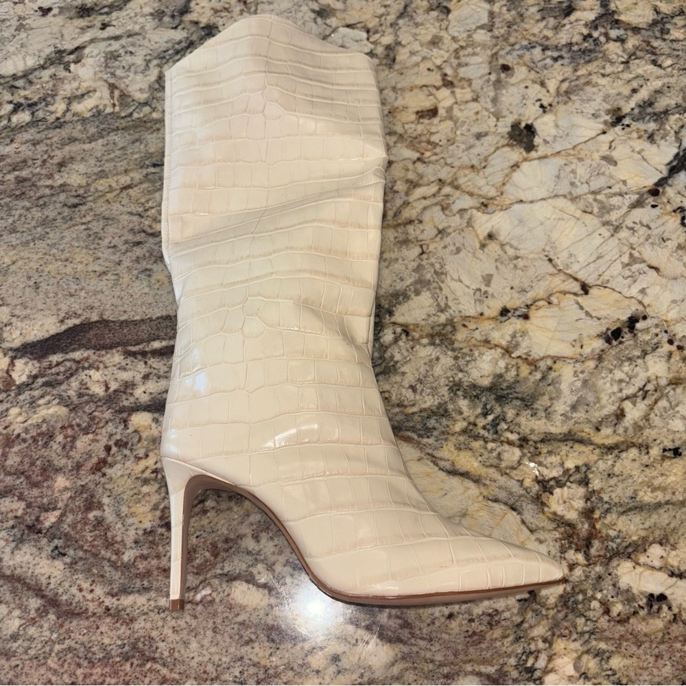FINAL Price Drop💰⬇️ 
SCHUTZ Cream Heeled Boots with Croc-Embossed Texture - Picture 8 of 11
